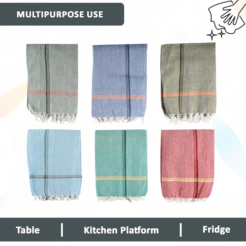 Image of Kuber Industries Pack of 6 Cotton Kitchen Cloth /Napkins | Fridge, Kitchen Cleaning & Roti Napkins With Tassles | 19x19 Inches - Multicolor