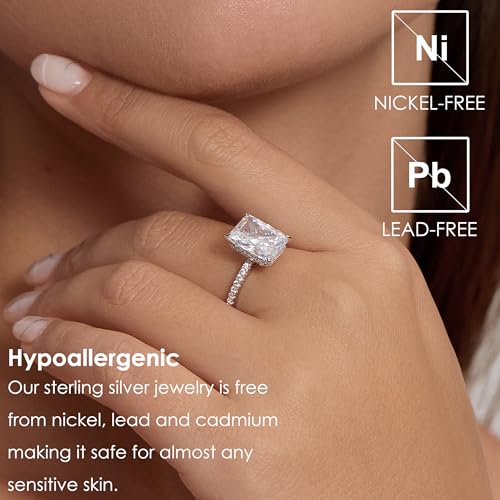 Michooyel 4.0ct Radiant Cut Women's Engagement Ring Simulated Wedding Ring Promise Ring 925 Sterling Silver Wedding Band2