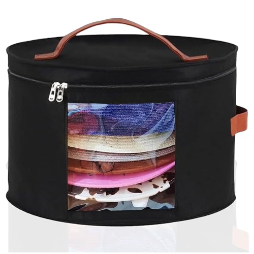 Memfish Hat Box-Hats Boxes for Women Storage 16.93' D*10.24' H Travel Large Round Hat Carrier Case Organizer (Black)