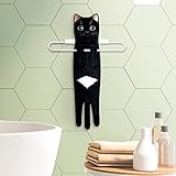 Hawgiman Cat Hand Towels for Bathroom Kitchen, Funny Cat Gifts for Women Housewarming Gifts for Cat Lovers, House Warming Gifts New Home Hanging Decorations (black) - Image 3