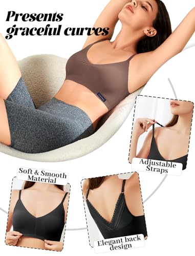 Image of Livona Lace Bralette for Women - Comfort Sports Bra Wireless Padded Bralette with Support Workout Tops Cami Crop S-XXL