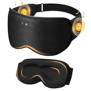 3D Contoured Sleep Mask with Bluetooth Headphones, Eye Masks for Sleep, Sleeping Headphones, Sleeping Mask with Ultra-Thin Stereo Speakers for Men, Women, Tech Gifts – Black