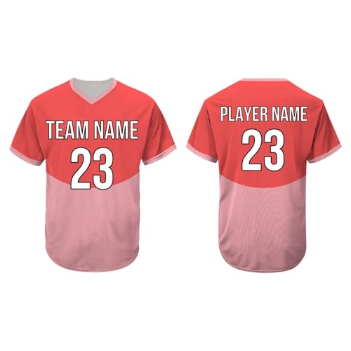SGS SPORTS GEAR SWAG Custom Baseball Jersey, Personalized Short Sleeve & Sleeveless Jerseys with Name/Number, Uniform Set for Men, Women, Youth, and Kids, Pink