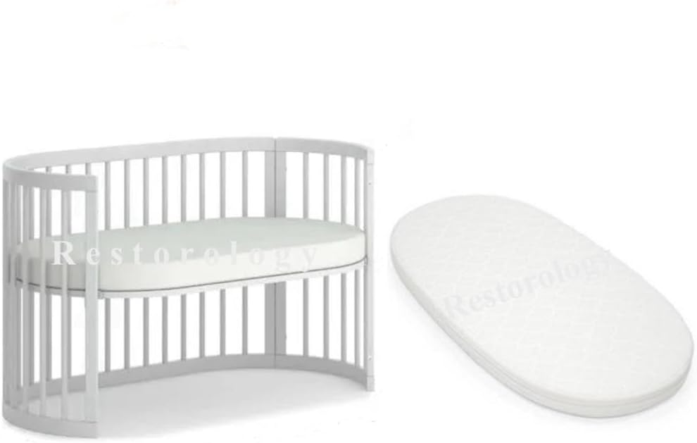 Restorology Stokke Oval Cot Mattress - Made to perfectly fit the Boori Purotex Oval Cot | Extra Thick Foam | Removable Washable Zip Cover (Size : 119 x 64 x 10 cm) Made In UK,(BAH - 777)