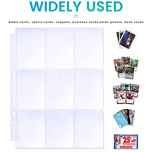 360 Pockets Binder Card Sleeves Double-Sided 9 Pocket Trading Card Pages For 3 Ring Binder, Clear Plastic Pages Sleeves For Sport Cards, Business Cards, Game Cards, Photos #TOP1
