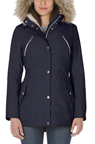 Parka femme capuche Nautica veste mi-saison anorak bleu marine en microfibre taille M