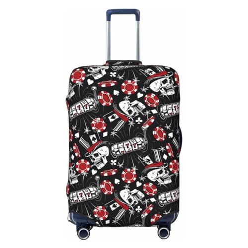 Vintage Skull Casino Print Luggage Covers For Suitcase,Elastic Washable & Stretchable Suitcase Covers For Luggage, Anti-Scratch - Fits 18-32 Inch Luggage-No Luggage Included