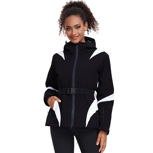 Impermeabile e antivento: giacca da snowboard da donna impermeabile 15000 mm, materiale con tecnologia antivento e antivento, blocca pioggia e neve; efficacemente e migliora la funzione di mantenimento del calore e antivento