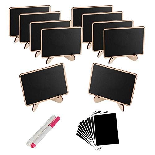 10-teiliges Mini-Kreidetafel-Set 7 5 x 10 cm große Kreidetafelschilder aus Holz rechteckige Etiketten Nachrichtentafel für den Heimgebrauch zum Anzeigen und für Notizen (Rechteck)