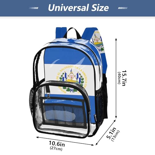 Clear Bag for Women Travel El Salvador Flag Girls Backpack Kids Boys Approved See through Bag4