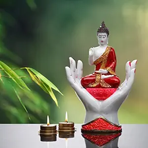 GW Creations Gautam Buddha Statue for Spiritual Home Dcor Graceful Handcrafted Marble Buddha Hand Decorative Showpiece