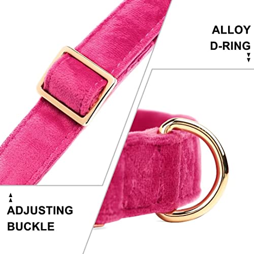 Beirui Personalized Dog Collars With Name Engraved - Soft Velvet Girl Dog Collars With Quick Release Metal Buckle - Adjustable For Small Medium Large Dogs, Hot Pink, S (Neck 10-17") #TOP3