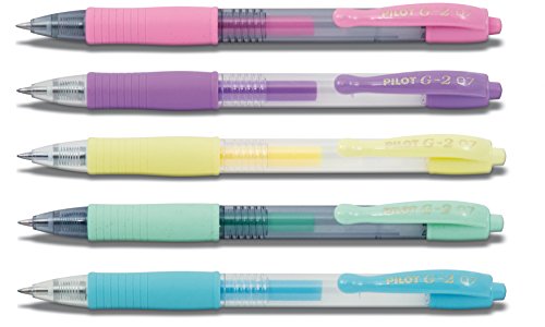 Bolígrafo de gel Pilot G2-7, 5 Farben Pastell, Langer Stift 5er