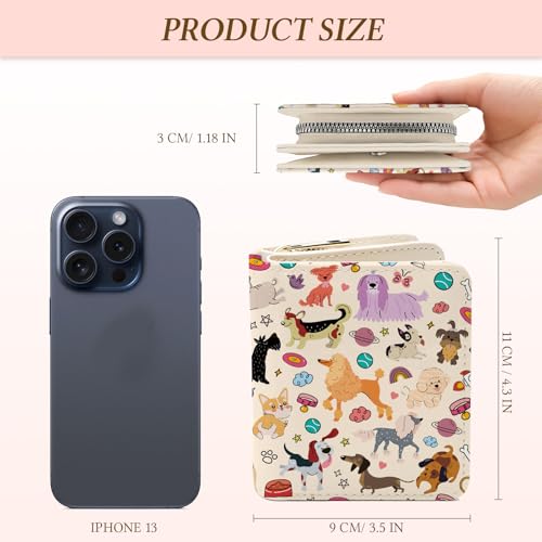 Image of Cute Dog Wallet for Women, PU Leather Accordion Wallet, Zipper Coin Purse | Women's Cute Dog Accordion Wallet, Credit Card Holder with 1 ID Window 14 Card Slots, Gift for Wife Daughter Ladies
