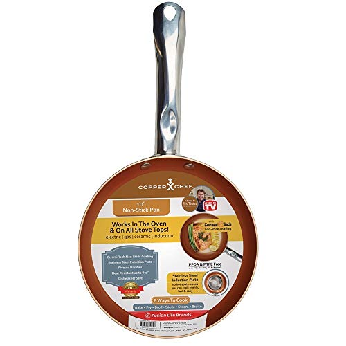 Copper Chef 10 Inch Round Frying Pan - Skillet with Ceramic Non Stick Coating. Perfect Cookware For Saute And Grill