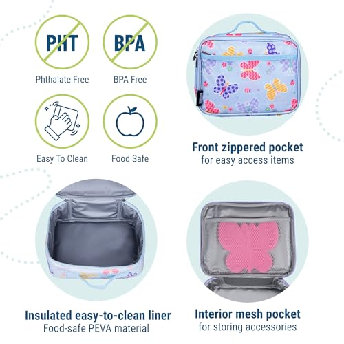 Image of Wildkin Kids Insulated Lunch Box, Butterfly Garden | Insulated, wipe-clean lunch box - coordinates with matching Wildkin backpacks and water bottles