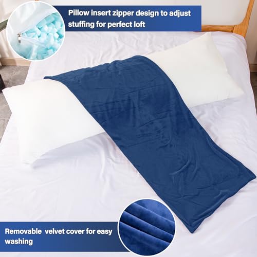 Body Pillow, Memory Foam Body Pillows for Adults Sleeping, Long Pillow for Bed, Big Large Firm Full Body Pillow for Side Sleeper, 20x54 Inch, Navy Blue