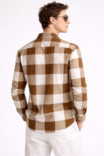 Image of FALCONWEAR Men's Cotton Checkered Casual Shirt Black and White Buffalo Plaid Button Down Full Sleeve Regular Fit Stylish for Boys and Men