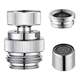 Sink Faucet Adapter Kit Swivel Aerator Adapter to Connect Garden Hose - Multi-Thread Garden Hose Adapter for Male to Male and Female to Male, Polished Chrome
