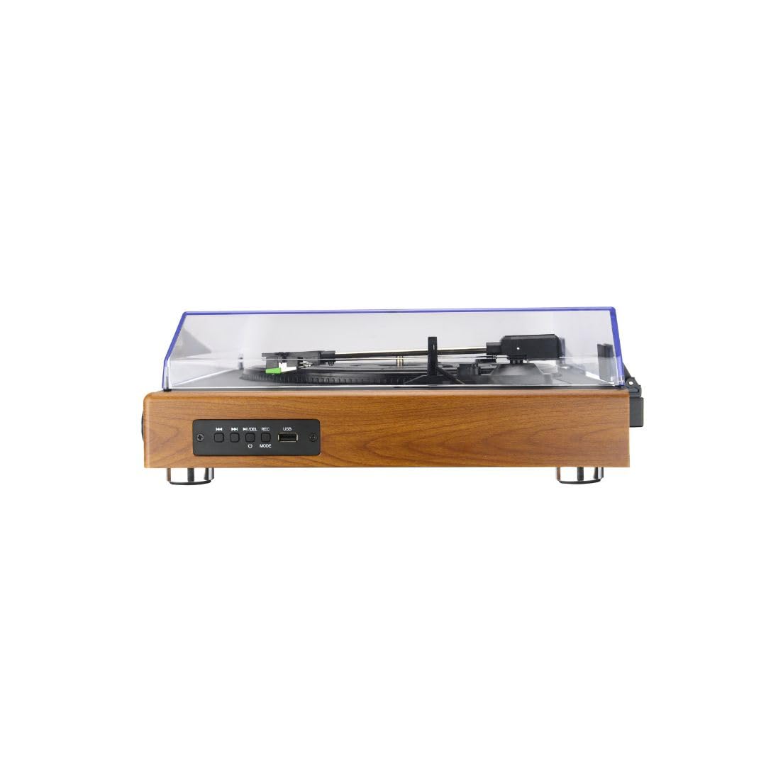 Halterrego Platine Vinyle Chicago, AV 2 Enceintes externes RMS 10w * 2, 3 Vitesses, Bluetooth in, RCA Out, USB, Adaptateur Inclus, Noir
