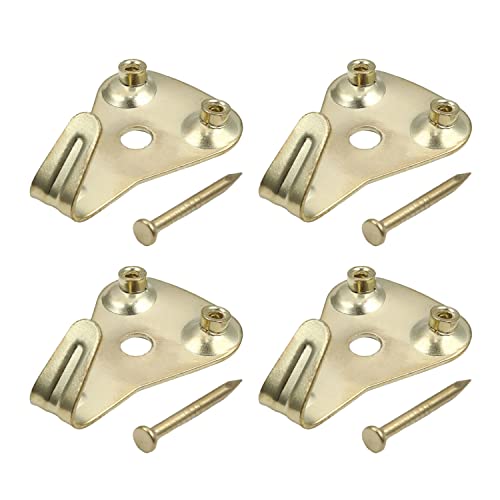 Image of Picture Hangers 0.9mm Thick Picture Hooks with Nails Professional Picture Hanging Kit, for Office Pictures House Decoration Clock Wall Mounting Brass Tone 20pcs