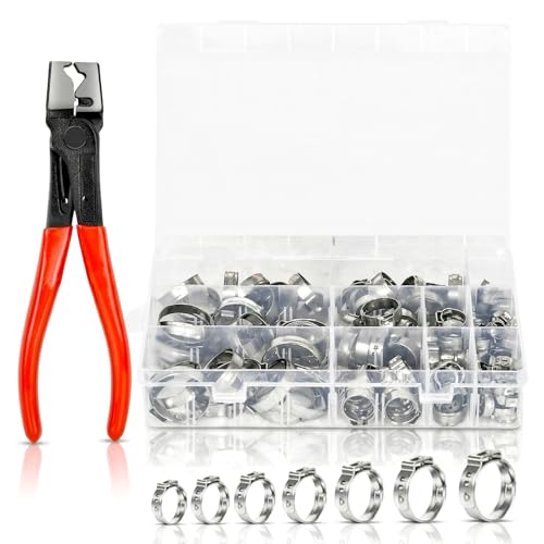 Gykutix 130 Pezzi Fascette Stringitubo Set in Acciaio Inox, 5,8-21mm mini Fascette Stringitubo Tubo con Pinze di Serraggio per Tubo Piscina Tubo Da Giardino