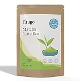 Fitago Matcha Latte Instantáneo Ecológico - 300g | Bebida preparada de té matcha BIO con leche de coco, canela y vainilla | Té matcha japonés grado premium | 100% natural, sin azúcares añadidos