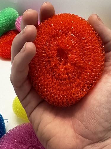 Image of MIDELONG Plastic Dish Scrubbers Scouring Pad for Kitchen Cleaning with Poly Mesh, Assorted Colors, 10 Count