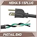GreenProsper Industries Inc 3-Wire Appliance and Power Tool Cord, 12 ft, 14 AWG, 15A/125V AC, 1875w, Grey, 2pack