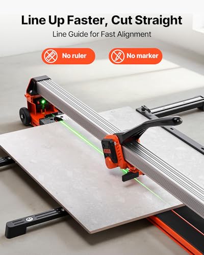 Image of VEVOR 48-Inch Manual Tile Cutter, Upgraded Rail and Sliding Head, Precision Alignment Guide, Tungsten Carbide Cutting Wheel, Support Legs with Swivel Wheels, for DIY Pros, Ceramic, Floor, Wall Tiles