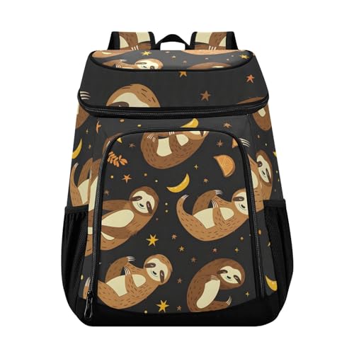 Sloth Brown Forest Animal Cooler Backpack Cooler Insulated Leak Proof Lunch Backpack 36 Cans Waterproof Soft for Men Women Picnic Hiking Camping Beach