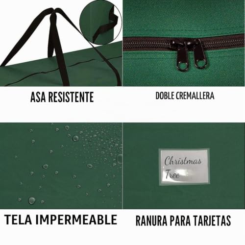 Miniatura 4 de Bolsa De Almacenamiento Para Árbol De Navidad 80-120 Cm, Duradera Impermeable Bolsa De Almacenamiento Para Árbol De Navidad Artificial Y Otras Decoraciones Navideñas - Verde