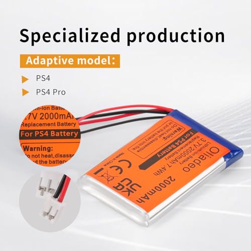 Oliadeo PS4, PS4 PRO, PS4 SLIM 2-Pack Ps4 Controller Battery Replacement: Compatible With Dualshock 4 Battery - Playstation 4 Controller Battery thumb #1