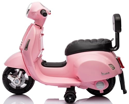 Vespa Elektroroller Elektrofahrzeug Kinderfahrzeug Scooter (Rosa mit Rückenlehne) – Bild 3