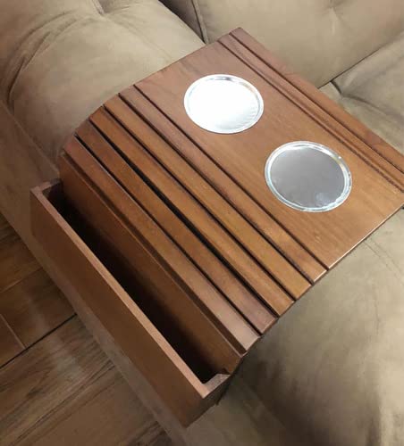 Bandeja Esteira Sofá Porta Copo Em Alumínio e Controle Madeira.