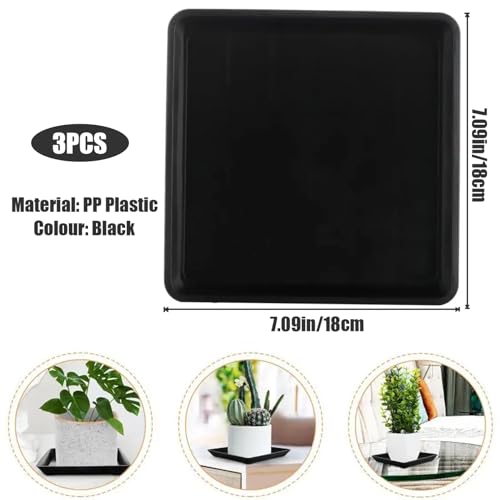 lade Flower Pot Tray 3 stuks Plastic vierkant plantenbak 7.1x7,1 inch Plant Water Tray Geschikt voor bonsaibloemen Succulente potten Tuinbenodigdheden - Afbeelding 3