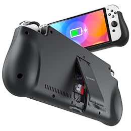 NEWDERY External Battery Station for Nintendo Switch, 10000mAh Backup Portable Charger Case with Quick Charging, 2 Extra Game Card Slots, Adjustable Kickstand