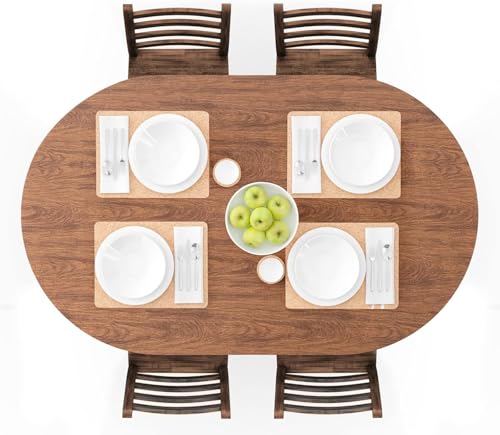 Kivano Oval Fitted Vinyl Tablecloth with Elastic Edge, Waterproof and Wipeable Table Cover Protector for 42 to 68 inch Indoor Patio Dining Tables, Heavy Duty and Stain Resistant - Kivano