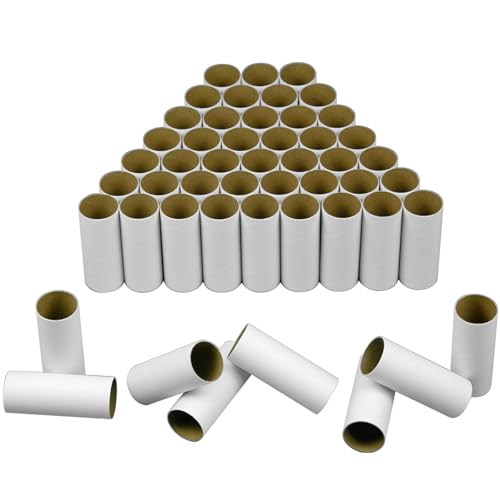 HESESOH 50 Pack Cardboard Tubes for Crafts - 1.57 x 3.94 Inches - White Toilet Paper Empty Rolls Round Thick Tubes Sturdy for Classroom Family Handmade DIY Projects