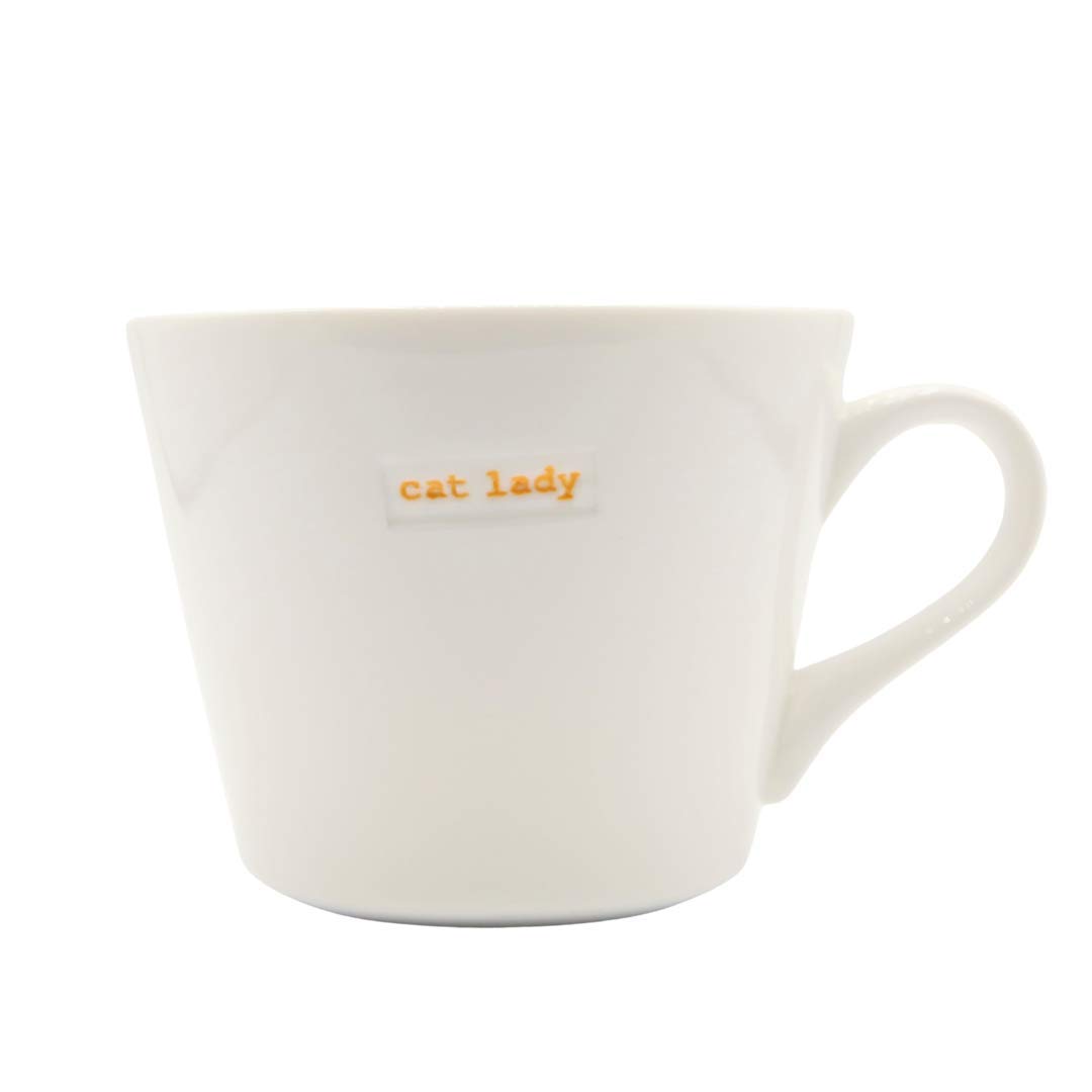 Keith Brymer Jones White - Word Range - Standard Ceramic Mug - Cat Lady - 350Ml - Gift Boxed