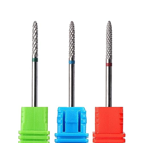ASWEINA 3pcs/Pack Nail Drill Bit, 3/32 Inch Tungsten Carbide Nail Buffer Bit for Gel Remover,Nail Cuticle Clean Manicure Pedicure Efile Safety Tools Home Salon Use (L2)