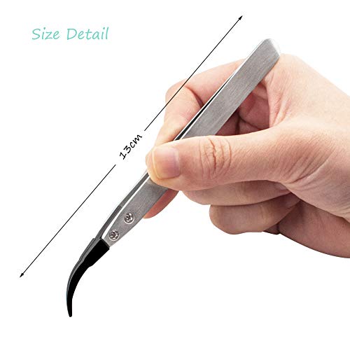 WANDIC Antistatische Pinzette, Set mit 8 Kunststoffspitzen, ESD-Edelstahl, Präzisionspinzetten für Elektronik, Labor, Schmuck und Handwerk