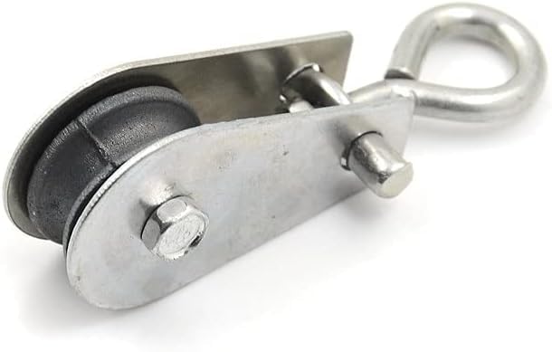 cuerda de polea Poleas for alambre, polea de rueda ranurada, 1 pieza, elevación giratoria única duradera, polea de cuerda de 0,3 pulgadas, polea de bloque de rodillos, rueda de metal de 0,03 toneladas
