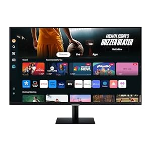 SAMSUNG 32-Inch M7 (M70D) Series 4K UHD Smart Monitor with Streaming TV, Speakers, HDR10, USB-C, Multiple Ports, Gaming Hub, SolarCell Remote, Vision Accessibility Tools, LS32DM702UNXGO, 2024, Black