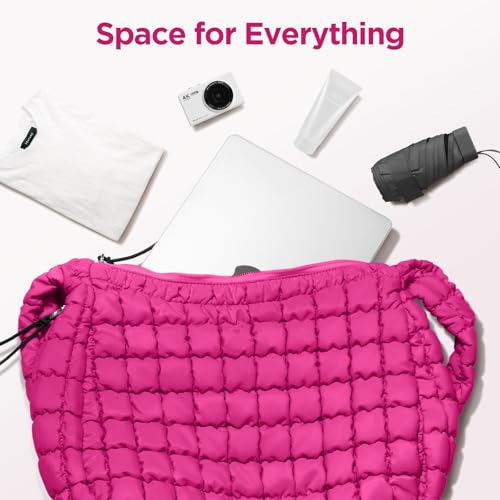 Image of Puffer Tote Bag for Women Large Quilted Crossbody Bag Quilted Carryall Bag Soft Puffy Hobo Handbags Puff Purse Shoulder Bag