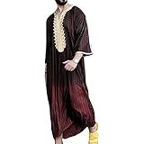 Herren Muslimische Kleider Kaftan - Mittlerer Osten Saudi-arabische Roben Türkisch Kleider Thobe Männer Gebetskleidung Drucken Taschen Kleider