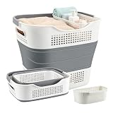 Cestos para Lavandería,Canasta Ropa Sucia Plegable, Canastos para Ropa Lavanderia Con Cesta para Ropa Interior Baños,...