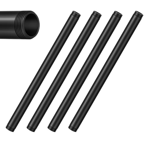 XinDoingNow Painted Black Iron Pipe,Black,3/4"x 12",4Pack