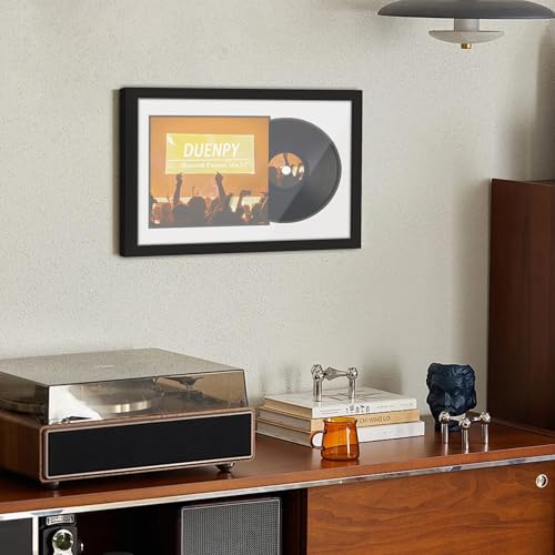 Image of DUENPY 16x22 Vinyl Frame For 12.5x12.5 Album Cover Black Mat Wall Mount | Display Your Favorite Album Art, Ideal Decor for Music Lovers' Bedrooms, Studios and Entertainment Spaces