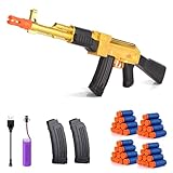 BYTEWAR Electric Golden AK-47 Realistic Soft Bullets Toy Gun,Foam Blasters Toys with 40 Foam Darts & 2 Magazines,Automatic Sniper Rifle for Kids Ages 6+ Years Old,Christmas Birthday Gift for Boys